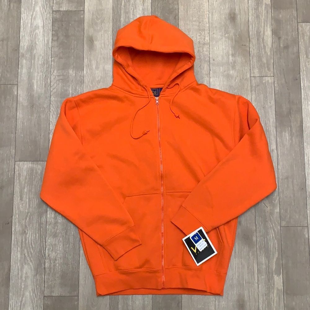 Mens Neon Orange Sz: Med. | VOS Sports Full Zip Hoodie